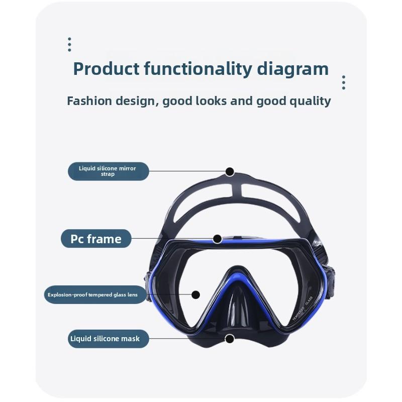 Swimming diving goggles, nose protection, integrated silicone mask, scuba deep water snorkeling equipment, diving mask     stealth snorkel