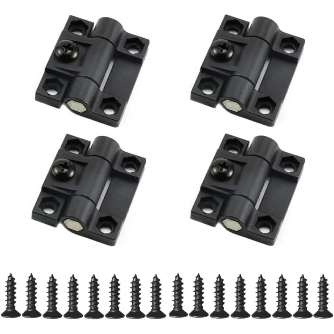 Adjustable Torque Hinge 43mm x 36mm Black Plastic with 4 Countersunk Holes, Position Control Door Hinges, 4 Pcs Hinges and 16 Pcs Screws