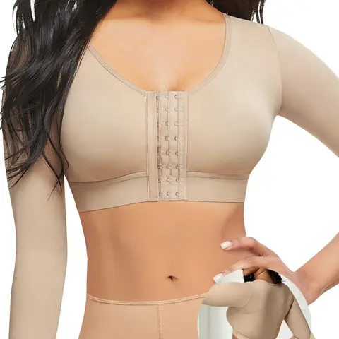 Women's Front Closure Body Contouring Faja Shapewear, Shoulder Shaping Compression Sleeve, Arm Lifting & Slimming High Compression Post-Surgical Shaper