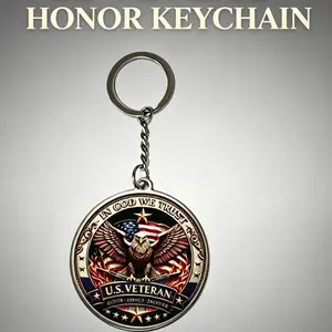 American Veteran Honor Eagle Keychain, Patriotic Military Metal Pendant, Veterans Memorial Gift, Backpack Key Decoration, Multi-Scene Decorative Keychain