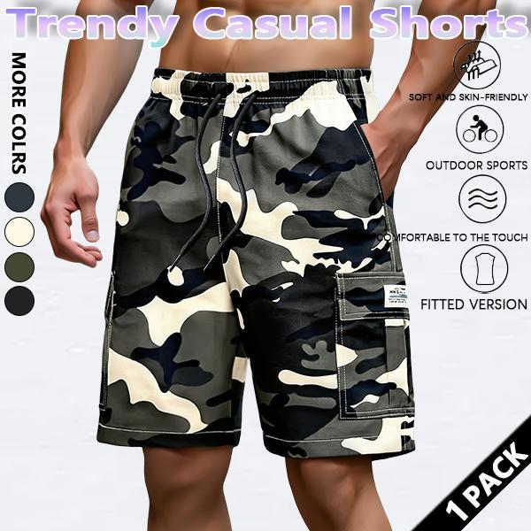 Men's new summer casual work shorts, camouflage sports capri pants, loose and casual fit, quick-drying ice silk beach shorts.