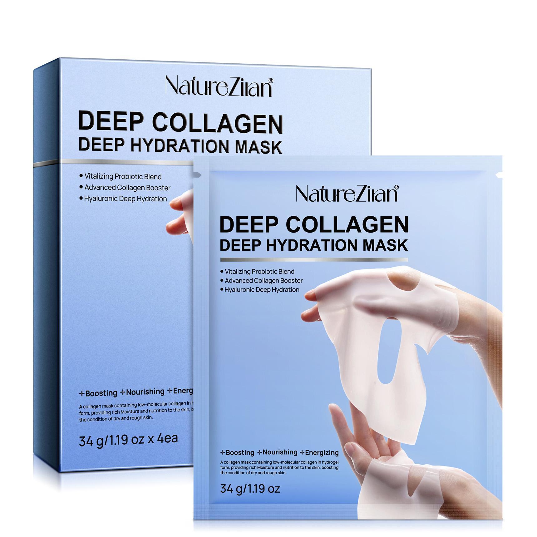 NatureZiran Deep COLLAGEN DEEP HYDRATION MASK 4 Packs, Daily skin care mask, deep moisturising and hydrating, suitable for all skin types