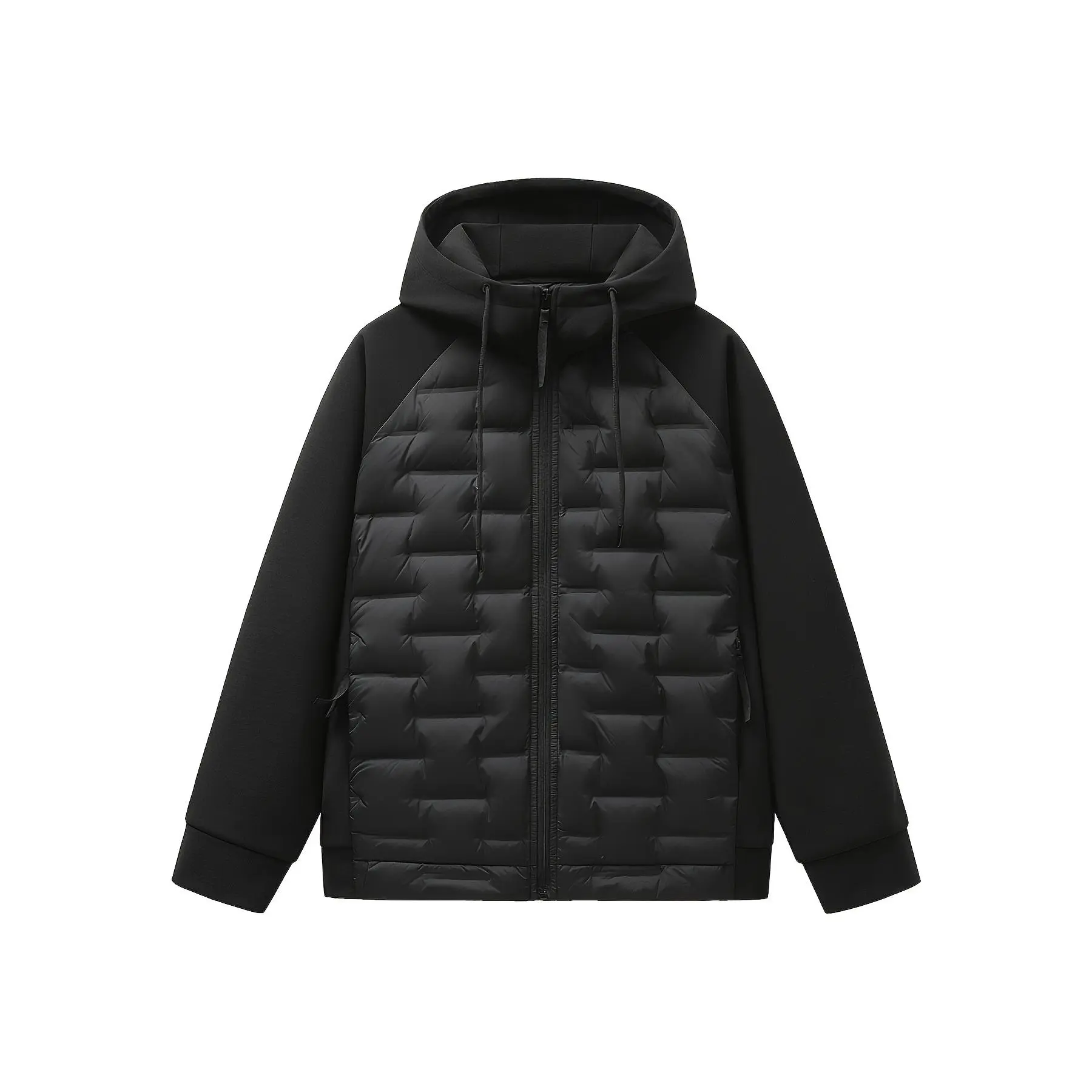 Men's Casual Duck Down Coat, Solid Color Loose Fit Hooded Top, Windproof Polyester Fabric for Outdoor Hiking & Golf