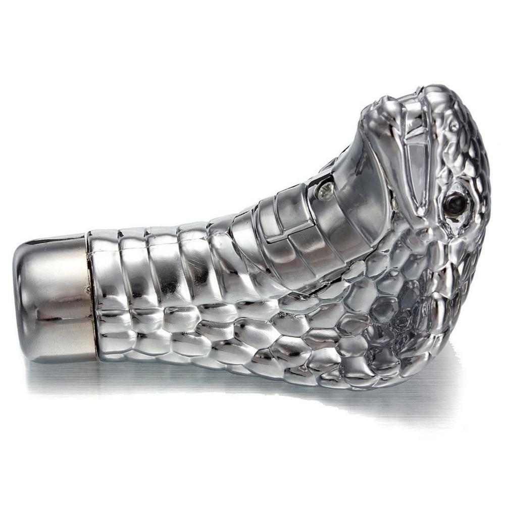 Chrome Snake Gear Shift Knob with LED Eyes, Red & Blue Lighting, Universal Manual Car Shifter, Custom Interior Accessory for Cars