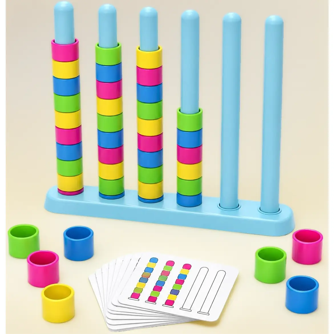 Color Stack Challenge Game-Fast-Paced Color Match Stacking Board Game Quick Thinking Head-to-Head Party Game for Family Game Night Travel-Friendly Competition Set for 2-4 Players