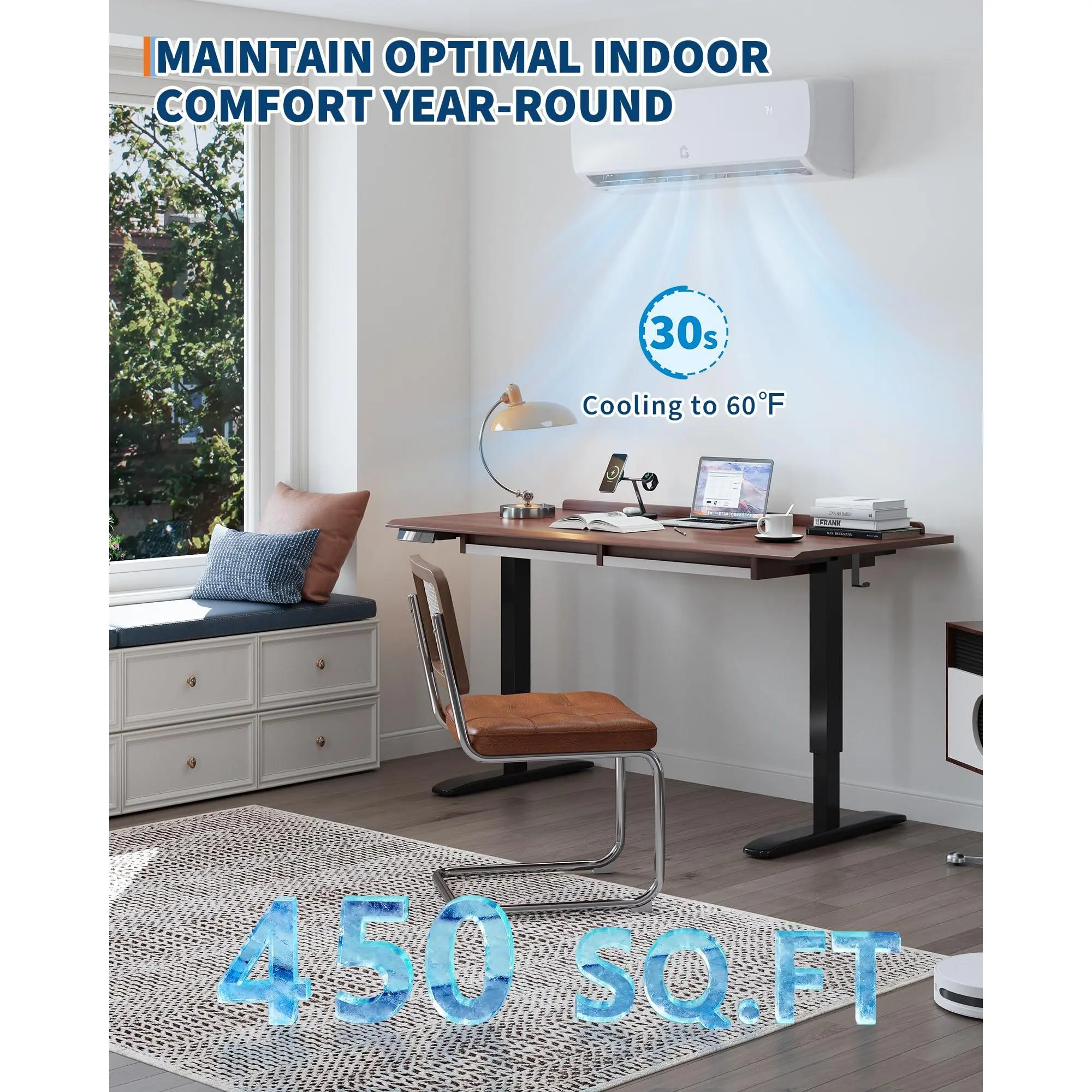 【Garvee】9000 BTU Mini Split AC & Heat Pump – 19 SEER2, 4-in-1, WiFi, ETL/AHRI, Pre-Charged – Covers 450 Sq.Ft