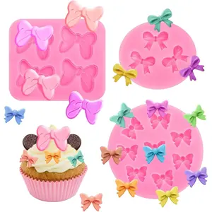 3 Pcs Bow Silicone Mold for Chocolate Candy Cake Pop Fondant, Ideal for Cake Decorating DIY Desserts and Clay