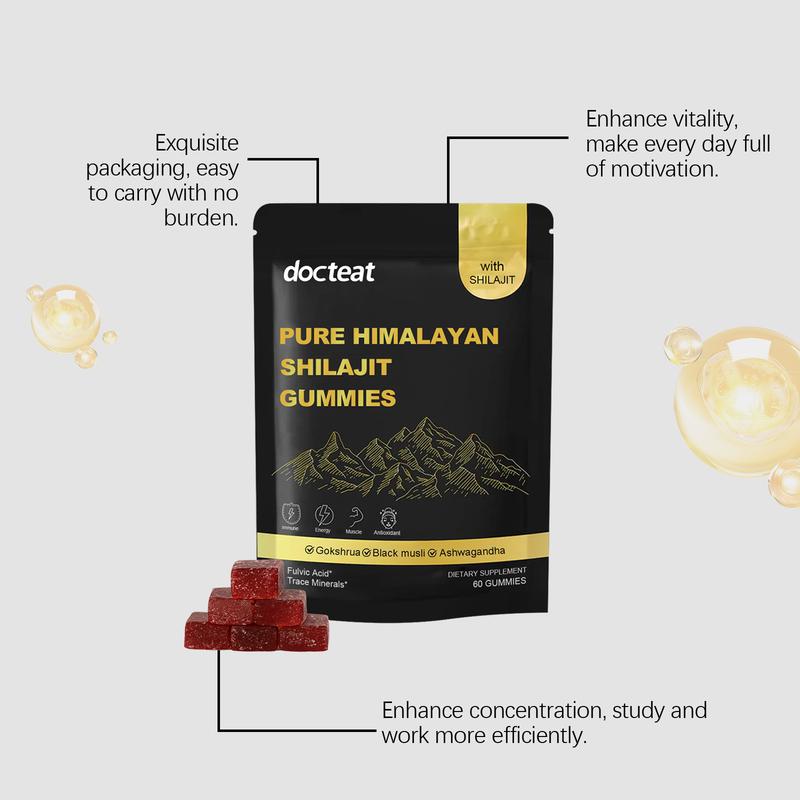 [GRAB 3 NOW] Shilajit Gummies With Ashwagandha, Gokshura & Black Ginger|shilajit for men 60 Gummies| Daily Care Support for Enhancing Physical Energy Vitality Supplement