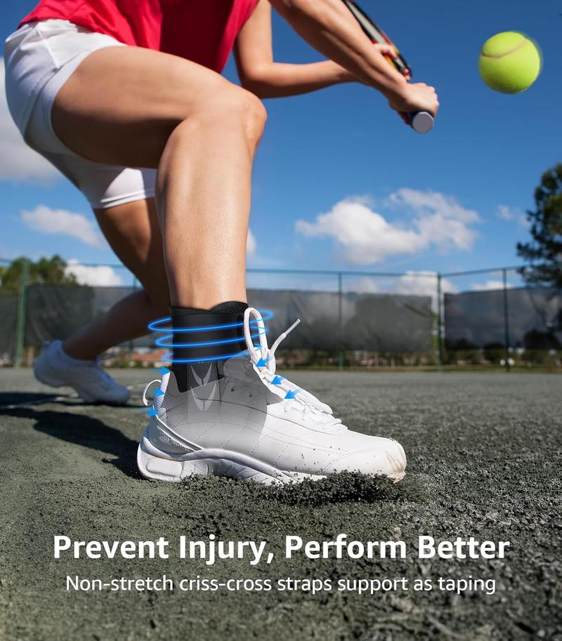 Slim-Fit Ankle Brace for Sprained Ankle, Velcro Lace Up Ankle Support for Women Men With 2 Auto-Shaped Pads, Air Fabric Cool Ankle Stabilizer for Injury Recover, Running,Sports, M(12"-13")