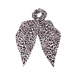 Women Girls New Colorful Leopard Print Lace Ribbon Hair Scrunchie Elastic Square Scarf Hair Band Stylish Accessory for Daily Party Vacation Hairstyling