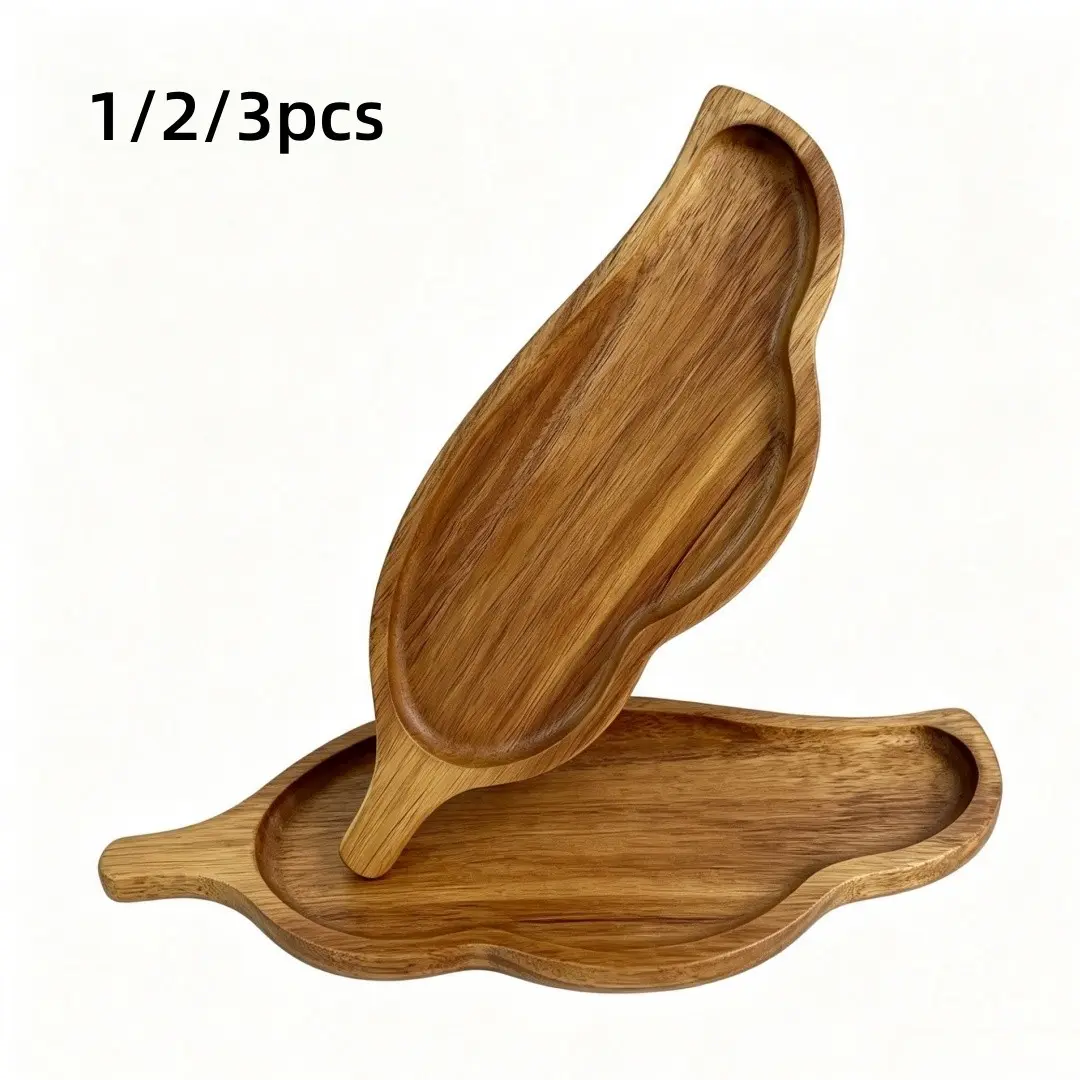 Handmade Wooden Leaf Shaped Trays, Lightweight Multi-Functional Serving Dishes, Perfect for Breakfast, Coffee, Tea, Snacks, Decor, Gifts