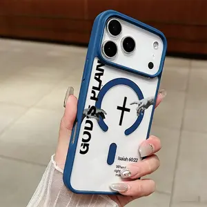 Mint Green Chrome Hearts Pattern Phone Case for iPhone Magnetic 17 AIR 17 PRO 16 PRO15 PRO MAX 14 PLUS 13 PRO 12 11 PRO XS MAX X XR Plus  Shockproof Protective Cover Full Protection Anti-DropSolid color large-pore