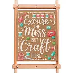 Easy Assembly Cross Stitch Frame - Tool Free Embroidery Frame (18" x 11.1") Needlework Supplies for Embroidery - Scroll Frames for Cross Stitching - Professional Grade Wood Needlepoint Frame