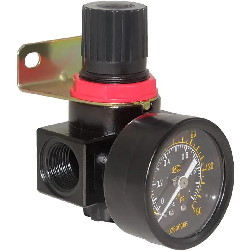 BR2000 Air Compressor Regulator Combo 1/4" NPT,Manual Drain with Bracket, Gauge