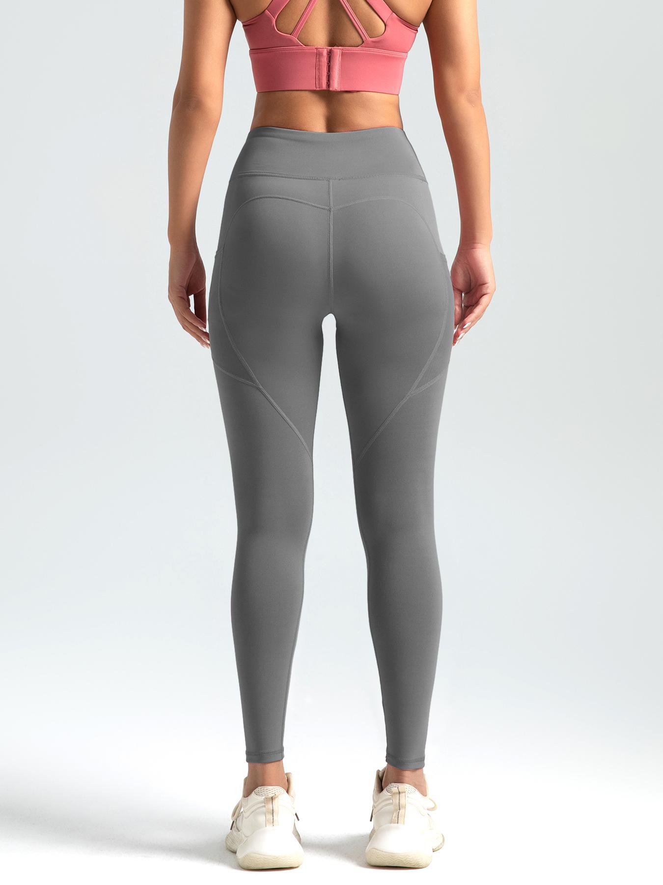 Women's Plain High Waist Pocket Sports Tummy Control Leggings, Breathable High Stretch Seamless Yoga Leggings, Yoga Pants, Valentine's Day Gift, Ladies Sportswear Clothing, Yoga Pants for Women, Gym Clothes