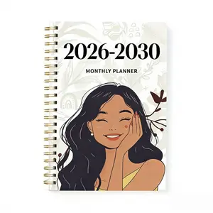 2026-2030 Monthly Planner/Calendar - January 2026 to December 2030, 5-Year Monthly Planner, Women's Themed Cover Design Notebook, Annual Calendar Planning, Monthly Tabs, 60-Month Calendar, 5.5 x 8.3 inches, Thick Paper, Elastic Cover, Durable Double Wire
