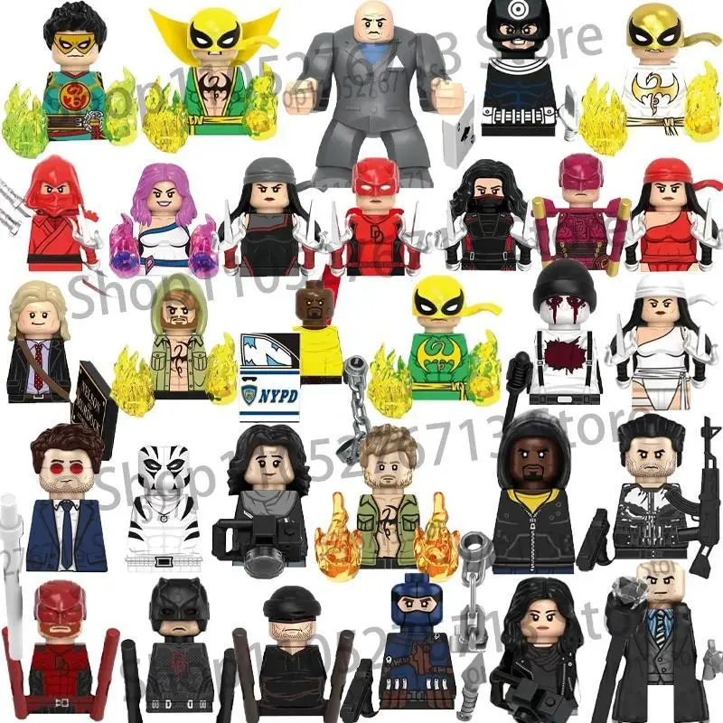 BEAST KINGDOM The Defenders Daredevil Punisher Bullseye Iron Fist Building Blocks Elektra Muse White Tiger Bricks Toys For Child
