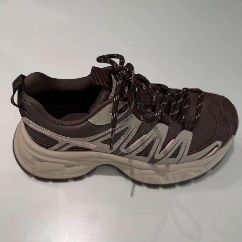 2026 Genuine Leather Mesh Breathable Thick-Soled Dad Shoes for Women, Spring Season, Height-Increasing, Makes Feet Look Smaller, Sneakers, Running Shoes, Unisex