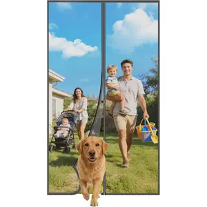Magnetic Screen Door - 38"x83" Heavy Duty Mesh for Entry Front Back Patio Sliding Door, Self Sealing Hands Free, Bug Proof, Windproof Clips, No Drill Easy Install, Pet & Child Friendly, Black