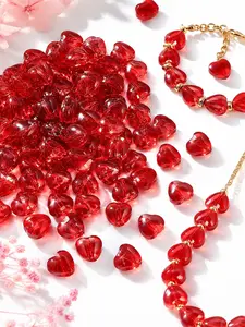 50 Heart Glass Beads, Romantic Heart Shaped Glass Spacer Beads, DIY Jewelry Supplies, Perfect for Gifts and Decorations