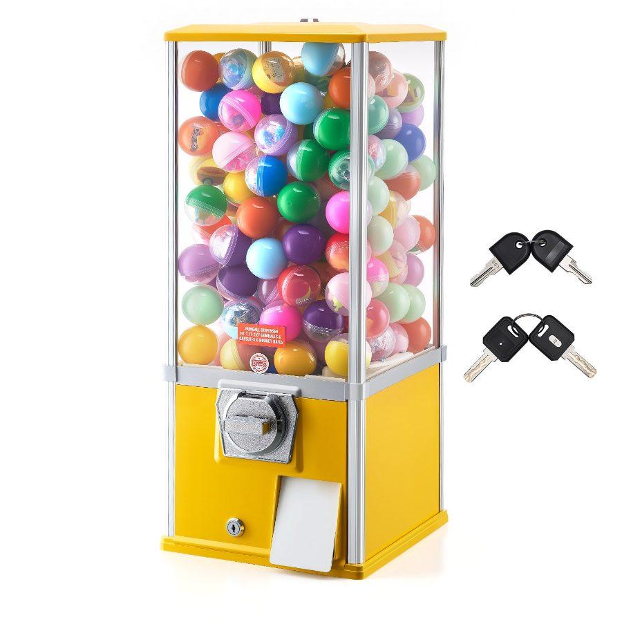 VEVOR Gumball Machine, 21 inch Height Candy Vending Machine Dispenser, 25-Cent Vending Machines for Shopping Malls, Supermarkets, Amusement Parks, Arcades, Holds Up to 180 1.77 inch Spherical Candies