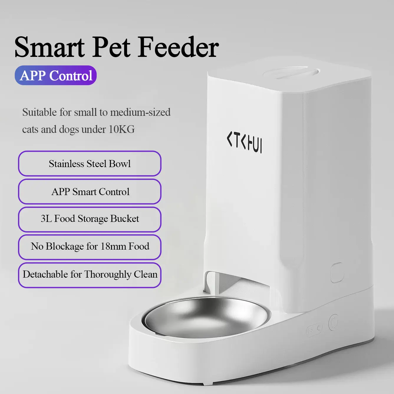 3L Smart WIFI Automatic Pet Feeder, Large Capacity Anti-Clog Auto Food Dispenser - Stainless Steel Bowl, APP Control - Cat Feeder, Manual & Timer Feeding for Cats