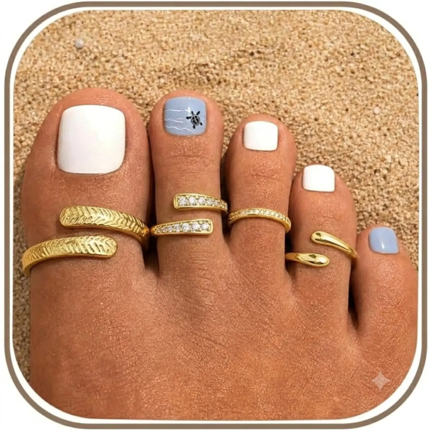 Jstyle Gold Filled Toe Rings for Women Non Tarnish Adjustable Silver Ring | 9Pcs 14K Gold Filled Toe Rings Waterproof Summer Beach Foot Jewelry Hypoallergenic Stacking Band Stackable Ring