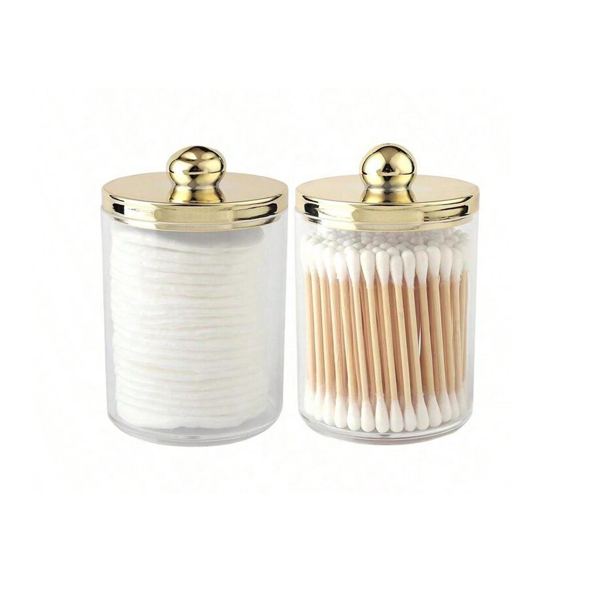 1/2/3pcs Swab Ball Pad Holder, Plastic Storage Container with Lid, 10 Oz Qtip Apothecary Jar Clear Storage Box Makeup Organizer, Bathroom Containers Dispenser, Transparent