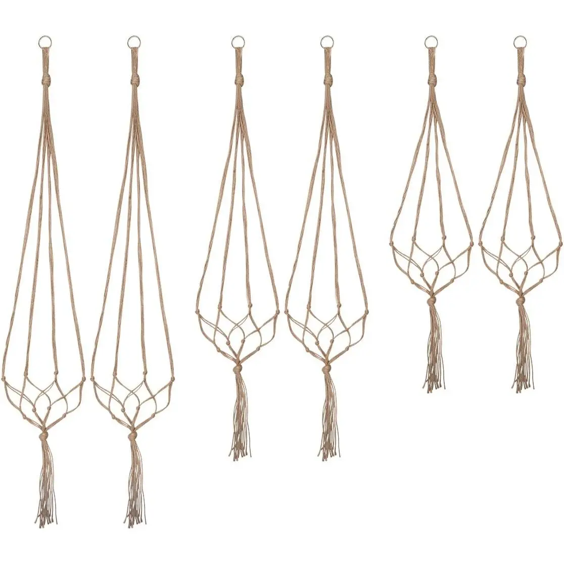 Hangers Indoor Macrame  Planter Holder 6 Pack, 3 Sizes
