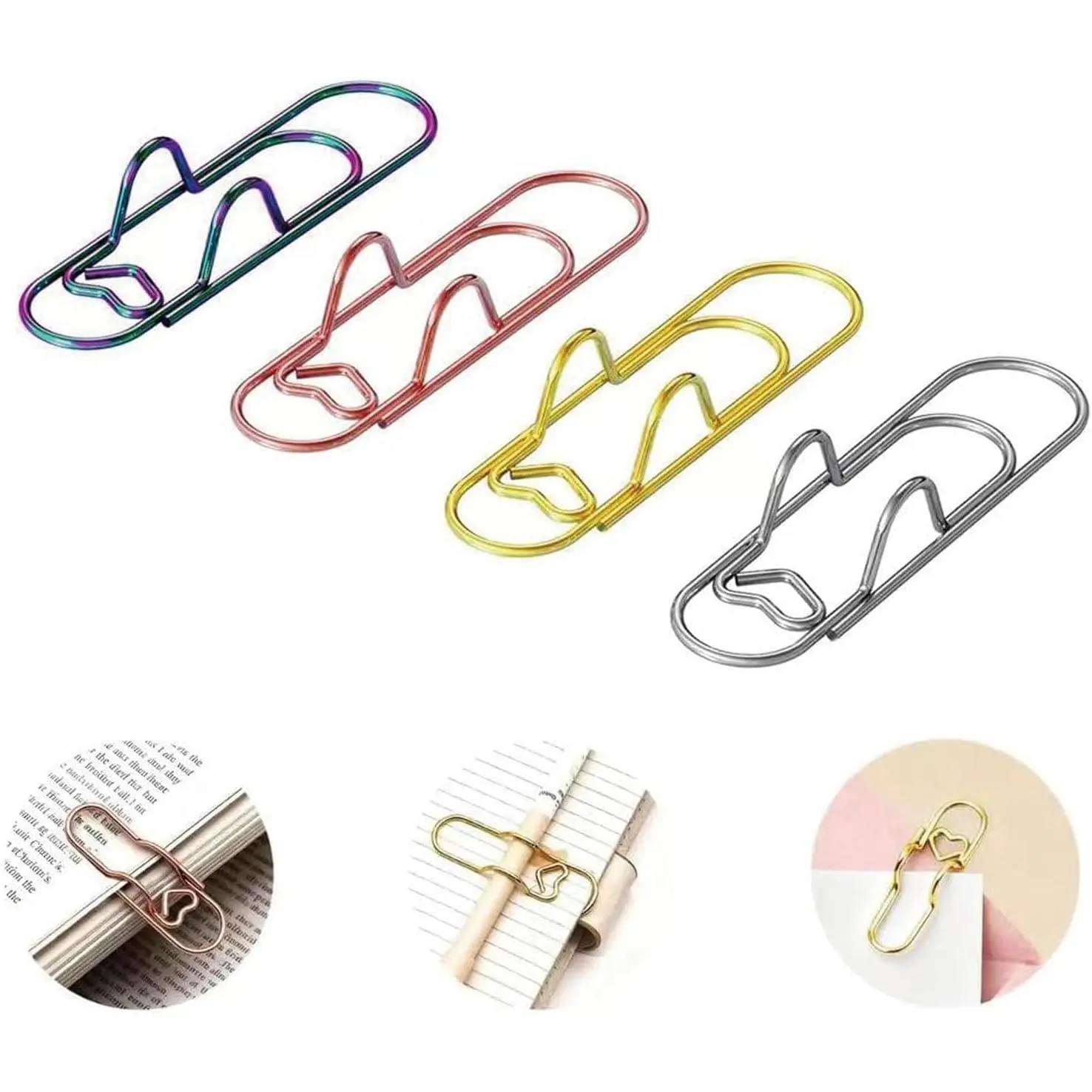 Paper Clip with Pen Holder, 4 Pack Large Metal Paper Clips, 2 in 1 Paper Clip & Pen Loop for Teachers, Office Admin, Students, Planner Lovers | Desktop & Notebook Organizer