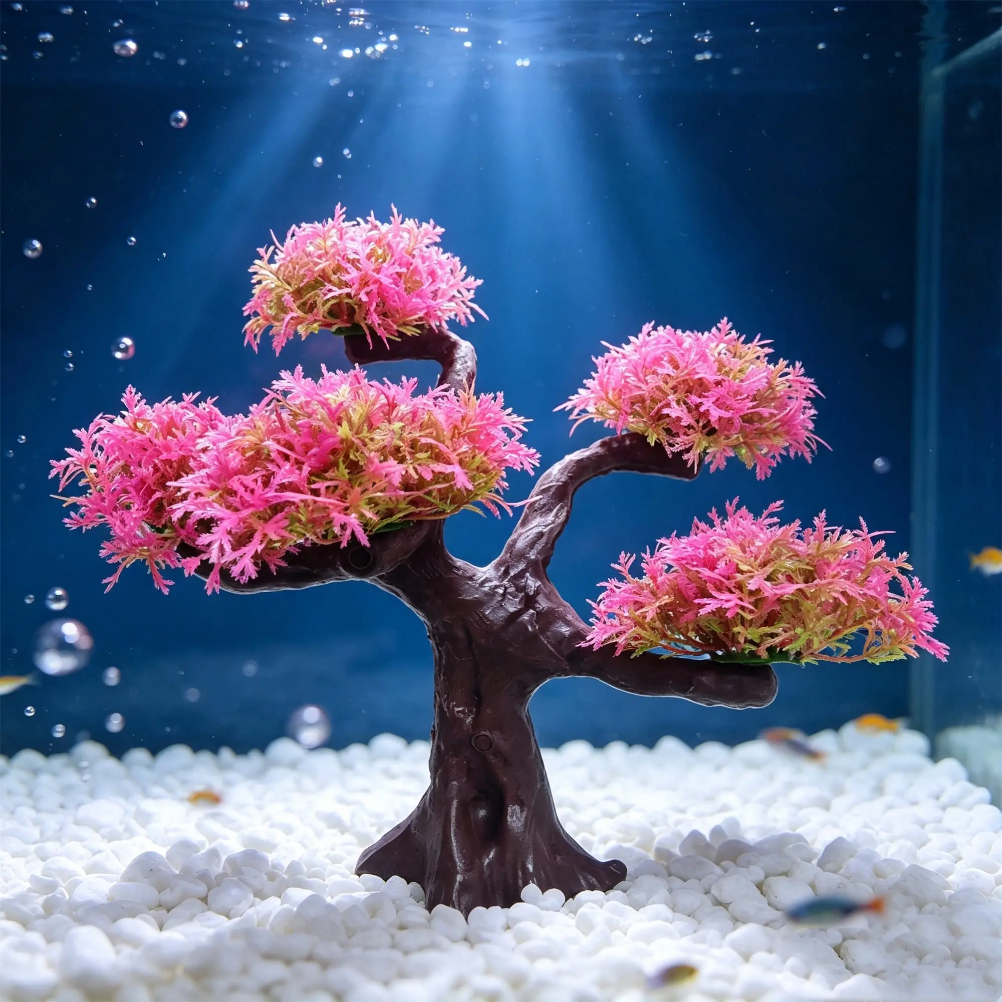 Fish Tank Decorative Pine Tree Scene, Resin Fake Tree Roots and Water Plants, Aquarium Decoration, Realistic Landscape Ornament