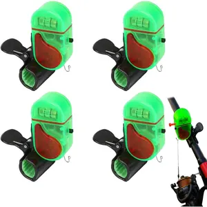 4 Pack Fishing Bite Alarm, Bite Alarms for Fishing Poles, Sensitive Electronic Fish Alarms Indicator, Sound Alert Bell with LED Lights