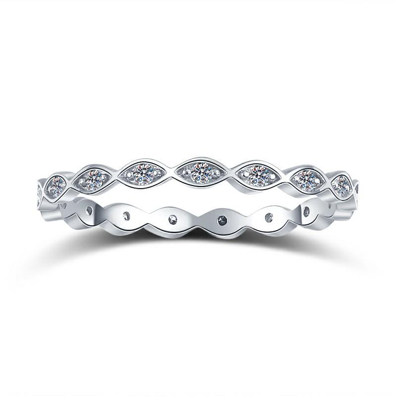 S925 Sterling Silver Stackable Band Ring Synthetic Moissanite Ring-569(50%)
