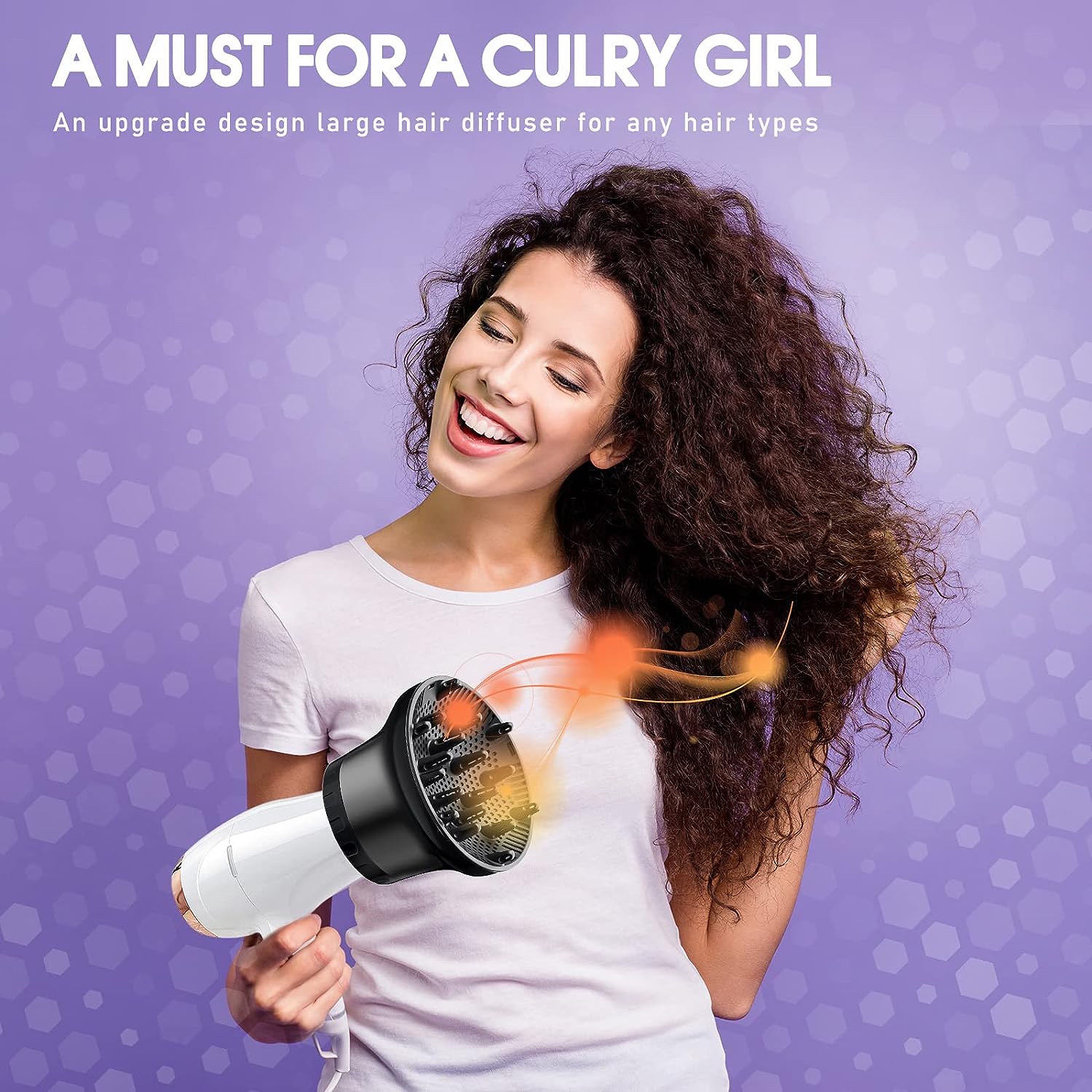 Professional Diffuser Attachment, Universal Hair Diffuser for Straightening & Curly Hair, Lightweight Portable Travel Design Hair Blower Diffuser, Hair Dryer Diffuser