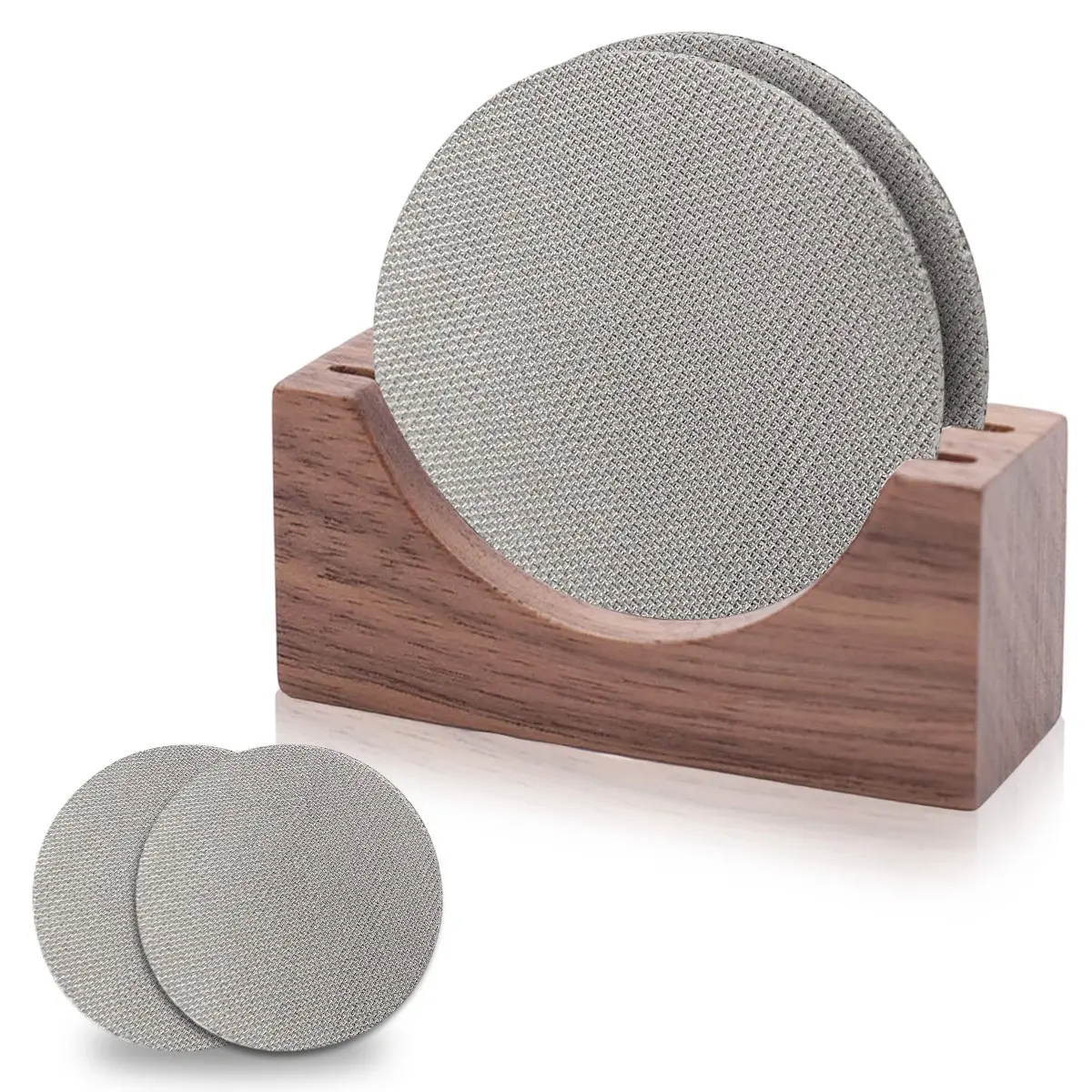 2 Pack 51/53/58mm Espresso Puck Screen with Stand, Reusable Coffee Filters, 316 Stainless Steel, 1.7mm Thickness, Espresso Machine Accessories