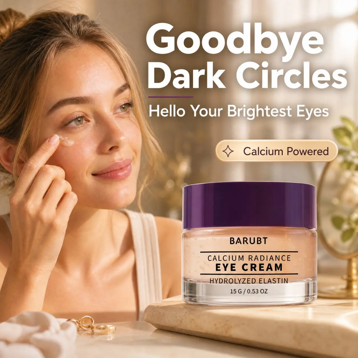 Barubt Calcium Radiance Eye Cream Hydrating Brightening Concealer Eye Cream For Dark Circles,  #EyeCream #DarkCircles #UnderEyeCare #AntiAgingSkincare #DarkSpotCorrector #FirmingEyeCream #NiacinamideSkincare #SkincareFind