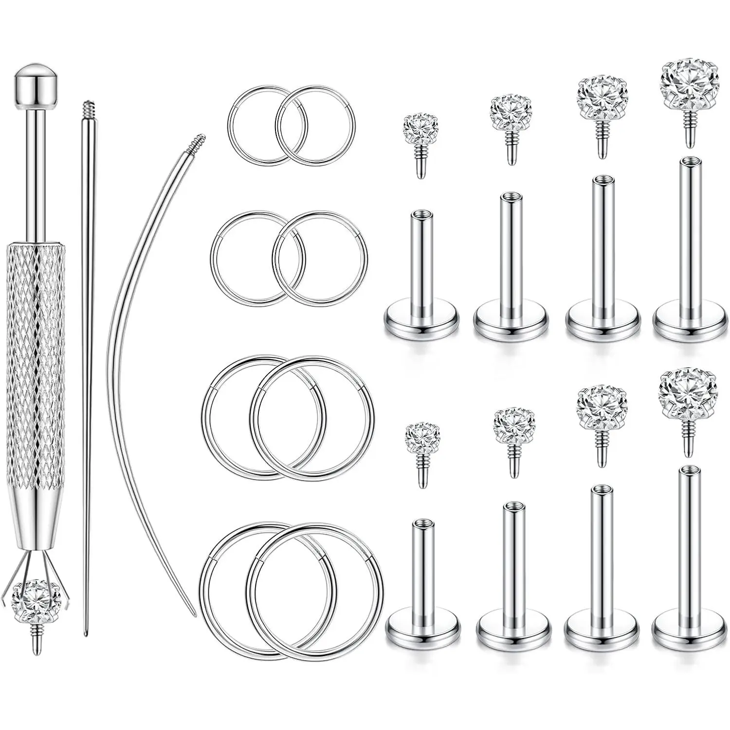 Tragus   for Women Men Stud & Hoop Earrings Set | 16G 18G Flat  Earrings for Women Suitable for Helix Septum Medusa Nose Conch Rook Monroe Ashley Labret Lip