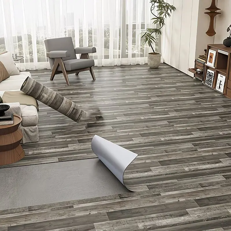 40×300cm Self-Adhesive Faux Wood PVC Floor Sticker, Thickened Waterproof Moisture-Proof Peel & Stick Vinyl Flooring Planks, Removable Wood Grain Floor Sheet for Rental Home DIY Renovation, Wear-Resistant Easy Clean Flooring Cover for Living Room Bedroom