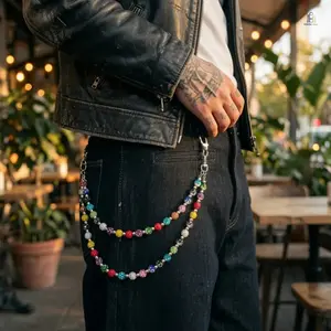 Men’s Adjustable Length Multi-Layer Rhinestone Waist Chain - Trendy Shiny Stackable Body Jewelry, Edgy Look Pant Decoration, Versatile Accessory for Casual Daily Wear, Street Outfits, Party Wear