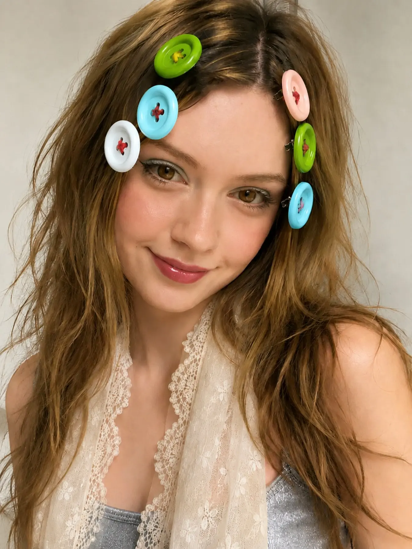 6pcs Colorful Button Hair Clips for Women & Girls, Cute Y2K Non-Slip Bb Clips, Decorative Hair Clips, Glossy Hair Accessories for Daily Wear, School & Summer Styling