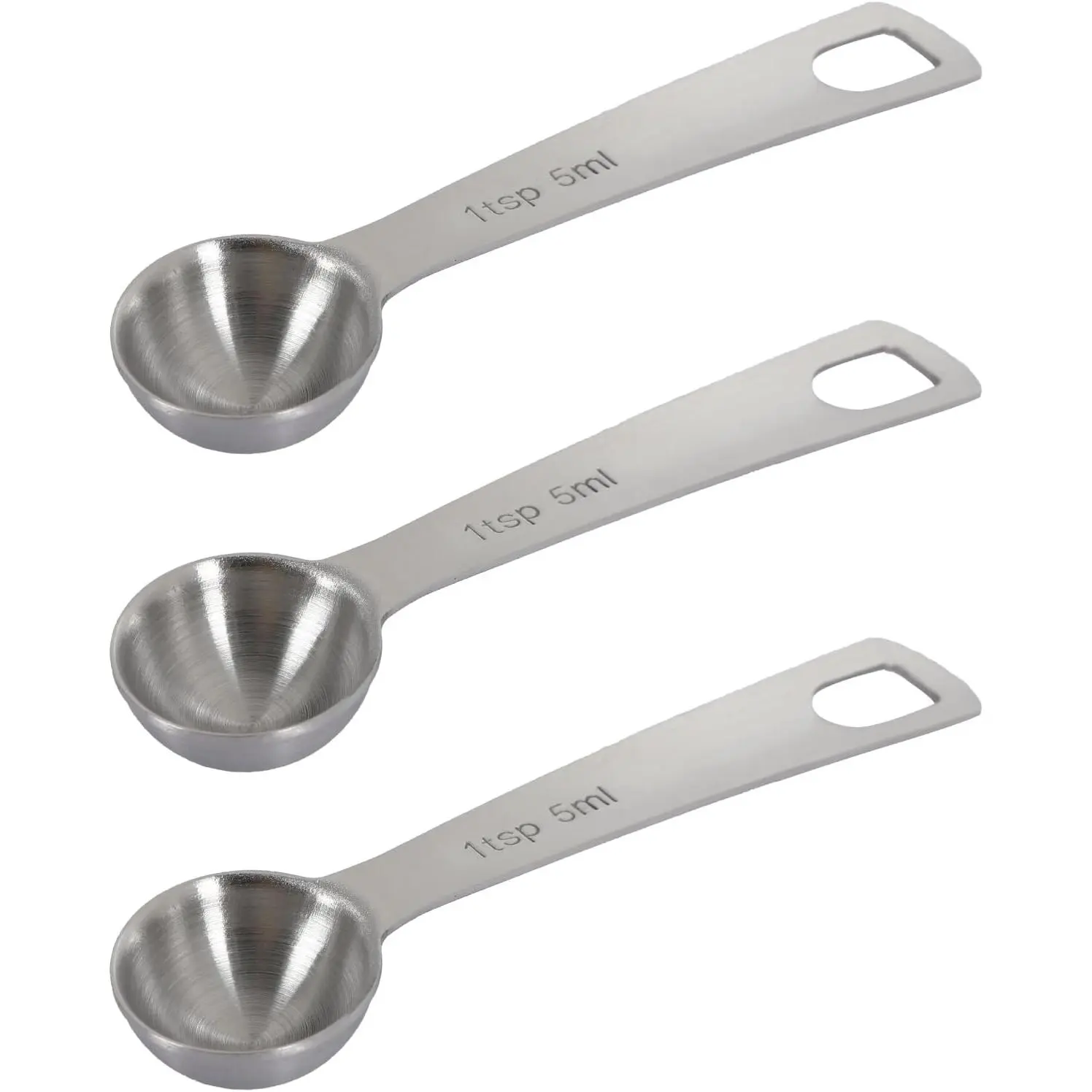 3 count 5ml Stainless Steel Measuring Spoons, 1 tsp scoop for , Grains, Protein, Spices, Dry Goods, Easy to Clean, Durable Kitchen Tool ()