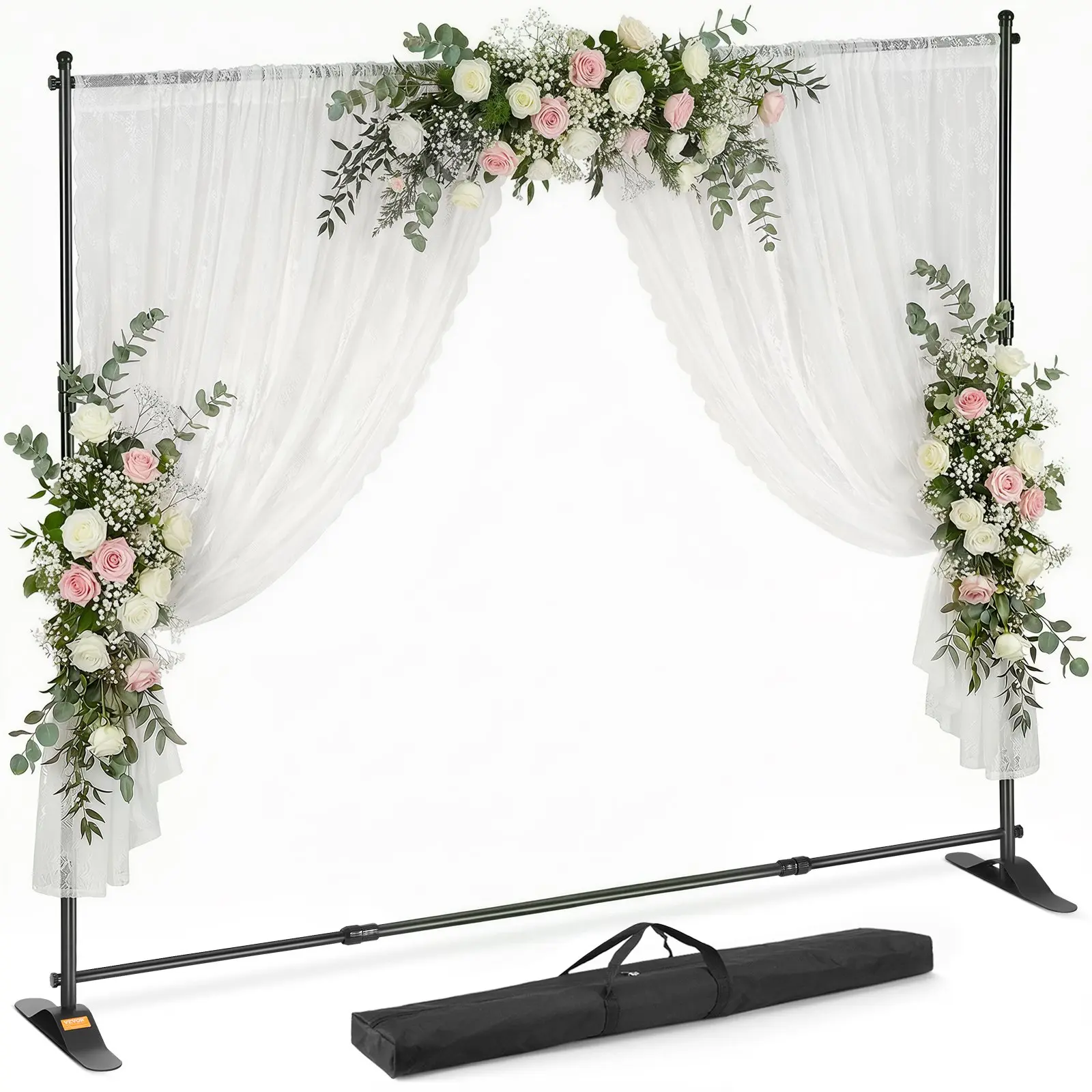 VEVOR Aluminum Backdrop Hold Stand, 10x8 Ft Adjustable Height-Width Step and Repeat, for Trade Show Exhibitions Photo Booth Background [Tool Upgrade]