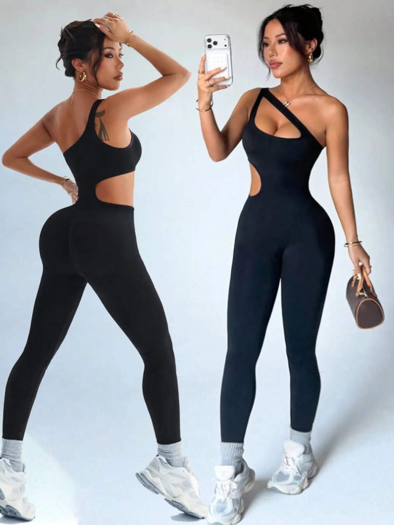 Women's One-Shoulder Sportswear Jumpsuit, Athletic Jumpsuit, Workout Jumpsuits, Stretchy Sports Jumpsuit, Comfortable and Stylish Design, Perfect for Active Lifestyle, Ideal for Gym and Outdoor Activities
