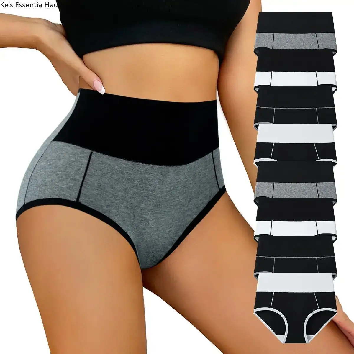 Women's High-Waist Tummy Control Panties, Soft Stretchy Briefs Multipack, Breathable and Machine Washable Fabric for Postpartum Recovery, Mixed Color 4/8-Pack, Mixed Color(4Pcs), Female, Everyday Wear, All-Season, Underwear For Women, Stretch Satin