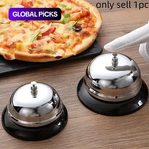 Stainless Steel Service Bell, Battery-Free Hand Press Call Bell, Restaurant Front Desk Kitchen Order Bell, Desktop Cashier Tray Bell, Metal Alert Indicator, Kitchen Tool