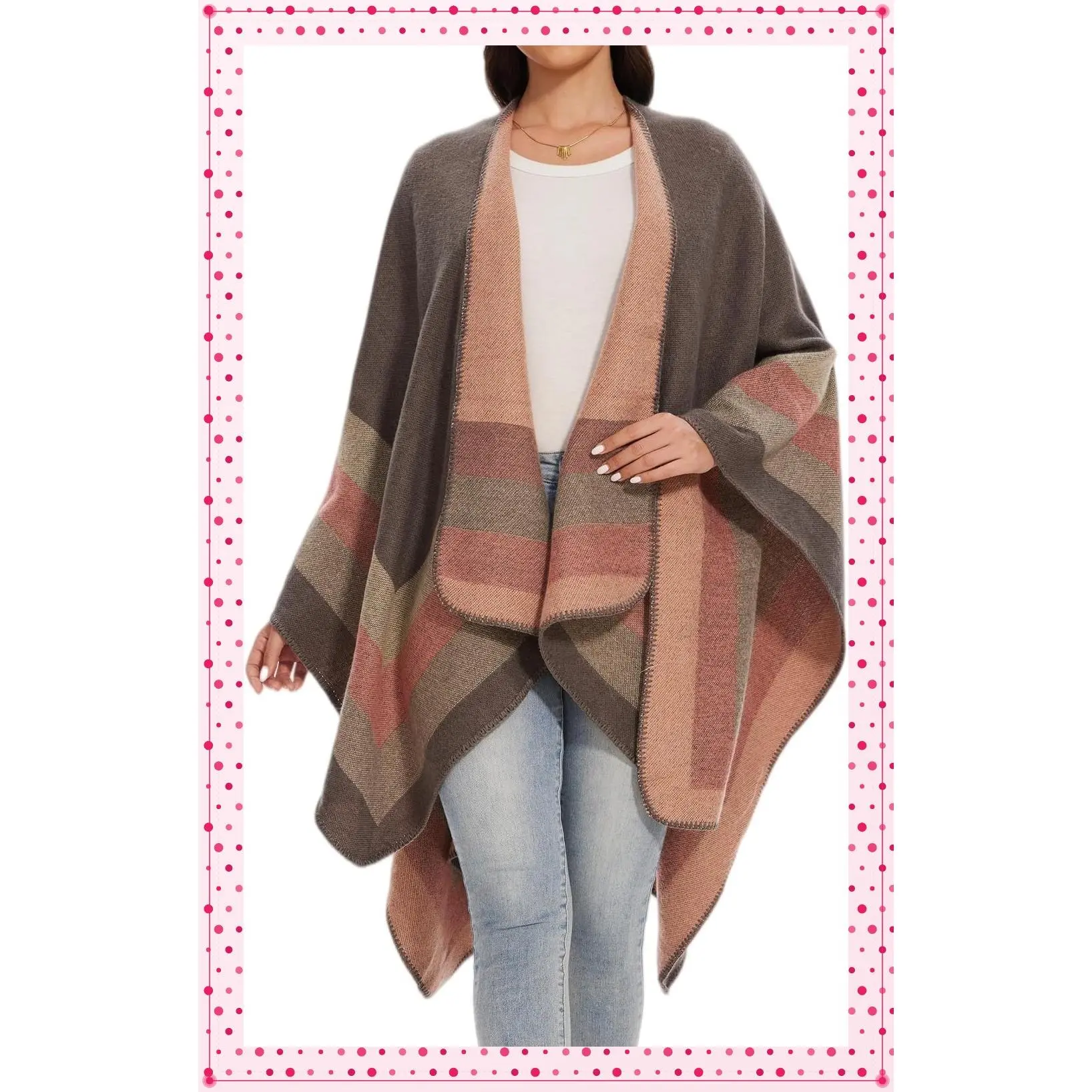 Women's Elegant Knitted Open Front Poncho Shawl Wrap Scarf Blanket Cardigan Coat for Spring, Autumn, and WinterGift