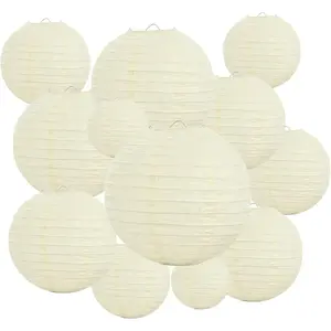 20Pcs Cream Paper Lanterns Mixed 6" 8" 10" 12" Chinese Asian Hanging Round Lanterns for Birthday Wedding Halloween Christmas Party Home Decor