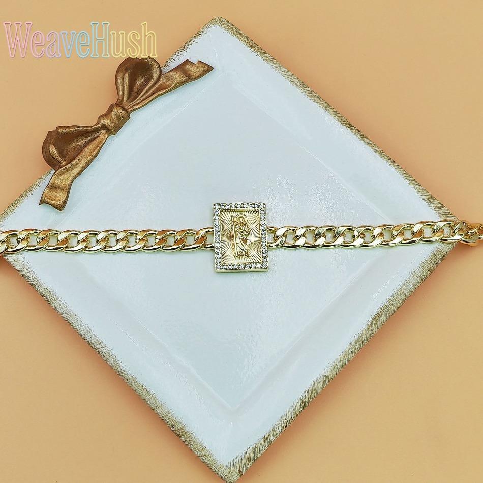 Hot Sale Retro Saint Jude Avatar Pendant Bracelet, Maillard Color Punk Style Chain for Men & Women, Trendy Couple Matching Religious Jewelry, Vintage Hip Hop Design for Daily Wear, Street Style & Festival Gifting