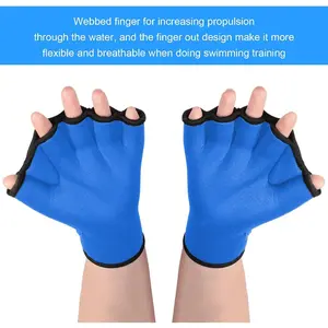 1 Pair of Rubber Swimming Gloves, Finger-Webbed Swimming Paddles, Aquatic Resistance Training Equipment, Specialized Diving Training Paddles