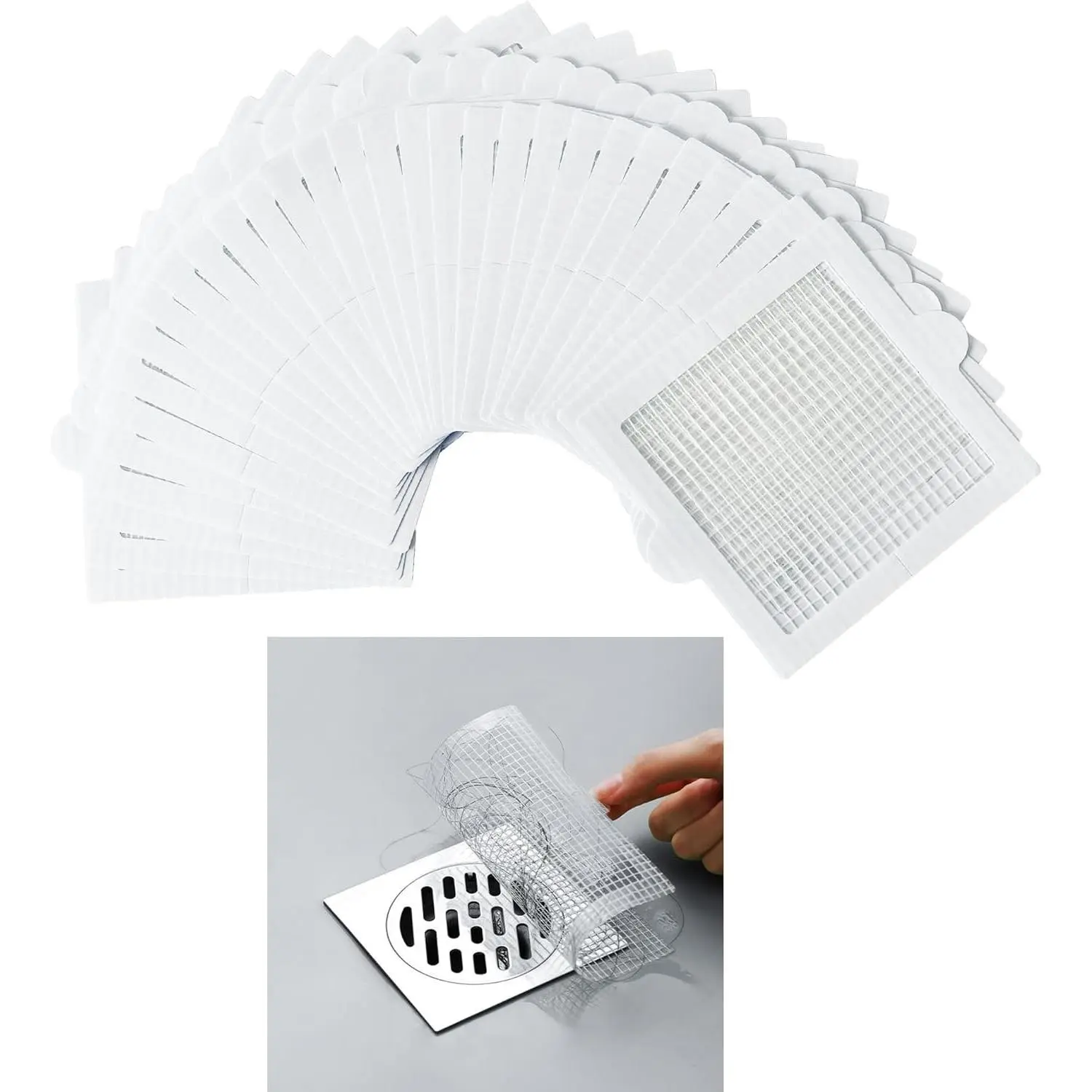 6 Inch 30pcs Disposable Shower Drain Hair Catcher Mesh Stickers Floor Drain Sticker Disposable Drain Filter Hair Trap Sticker